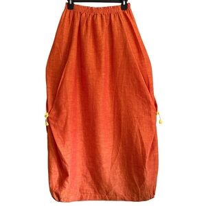 SOPHIE FINZI 100% Linen Vibrant Boho Lagenlook Minimalist Parachute Midi Skirt S